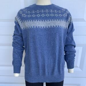 QI 100% Cashmere Sweater Sz Large L Womens Blue Ski Snow